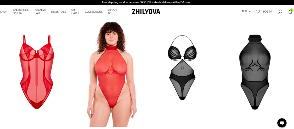 kinky brands Ukraine:   zhilyova.com (shop page screenshot)